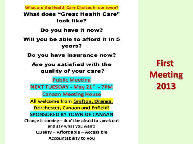 Ideas investigated in first community meeting in 2013